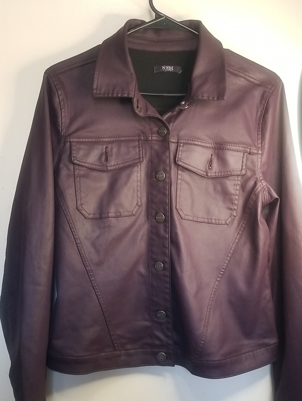 NYDJ Women's Faux Leather Jacket in Deep Plum